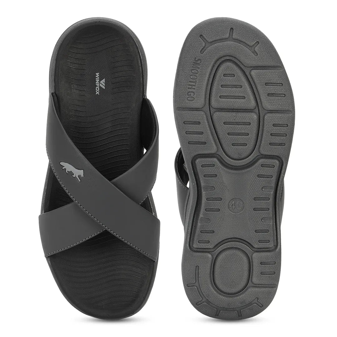 WINFOX Crossfit Cushioned Slides for Men — Grey