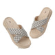 WINFOX Floura Crossed-Strap Platform Slides for Women — Beige
