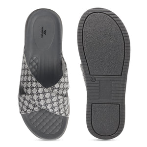 WINFOX Floura Crossed-Strap Platform Slides for Women — Grey