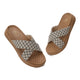 WINFOX Floura Crossed-Strap Platform Slides for Women — Tan
