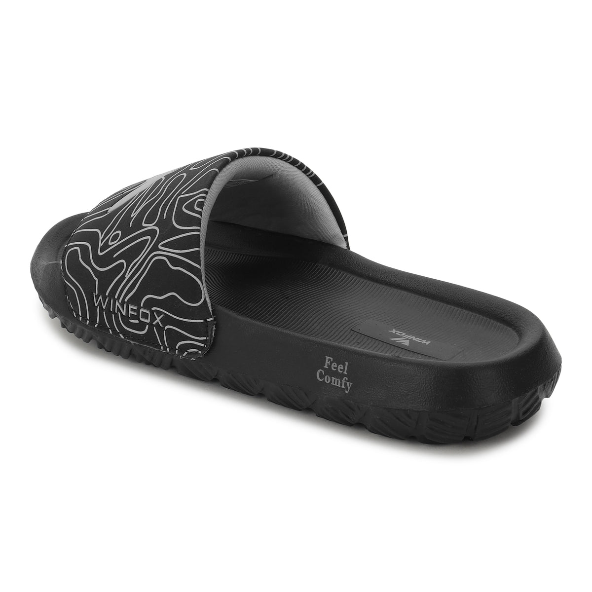 WINFOX Fox Printed Slides for Men — Black