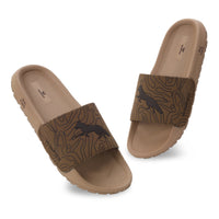 WINFOX Fox Printed Slides for Men — Chikoo / Tan