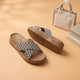 WINFOX Floura Crossed-Strap Platform Slides for Women — Tan