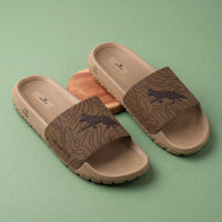 WINFOX Fox Printed Slides for Men — Chikoo / Tan