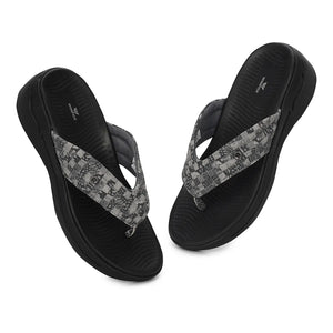 WINFOX Ginger Woven Thong Sandals for Women — Black