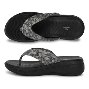 WINFOX Ginger Woven Thong Sandals for Women — Black