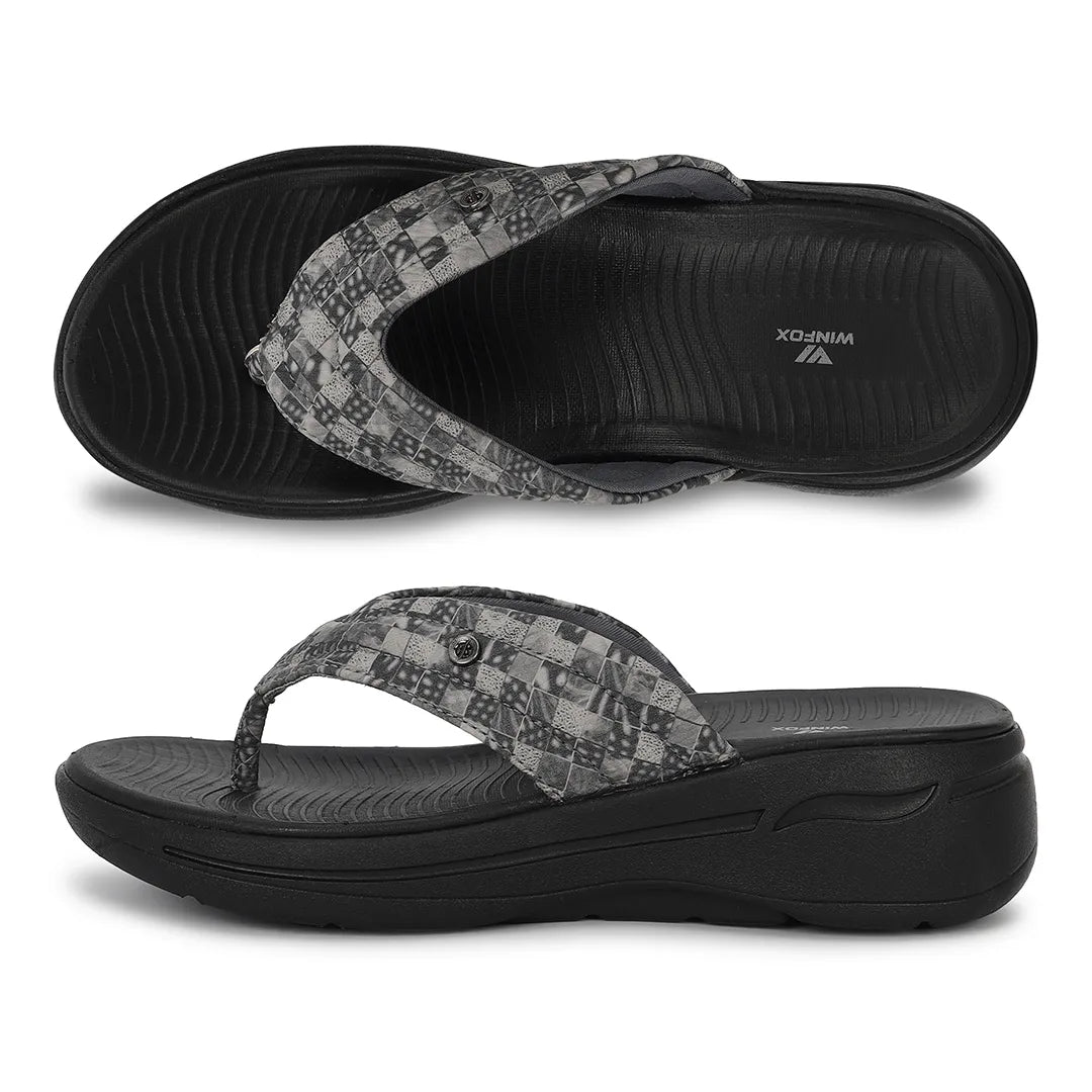 WINFOX Ginger Woven Thong Sandals for Women — Black