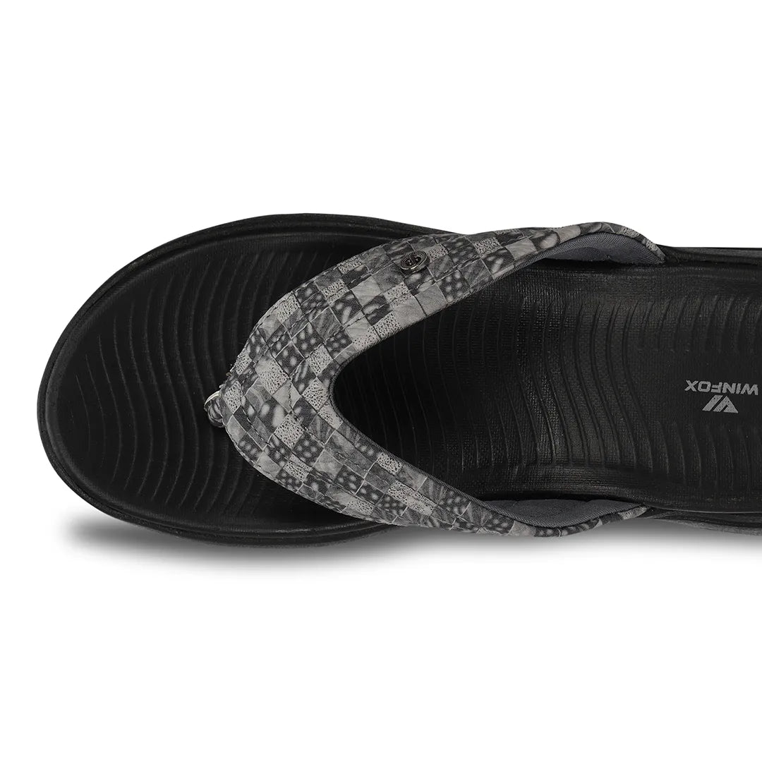 WINFOX Ginger Woven Thong Sandals for Women — Black