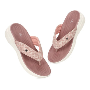 WINFOX Ginger Woven Thong Sandals for Women — peach
