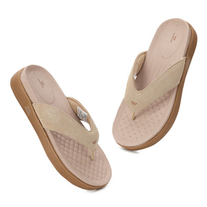 WINFOX Joya Cushioned Thong Sandals for Women — Beige