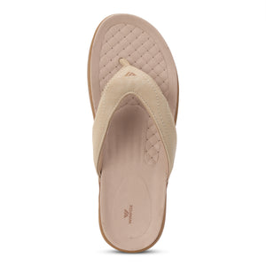 WINFOX Joya Cushioned Thong Sandals for Women — Beige