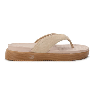 WINFOX Joya Cushioned Thong Sandals for Women — Beige
