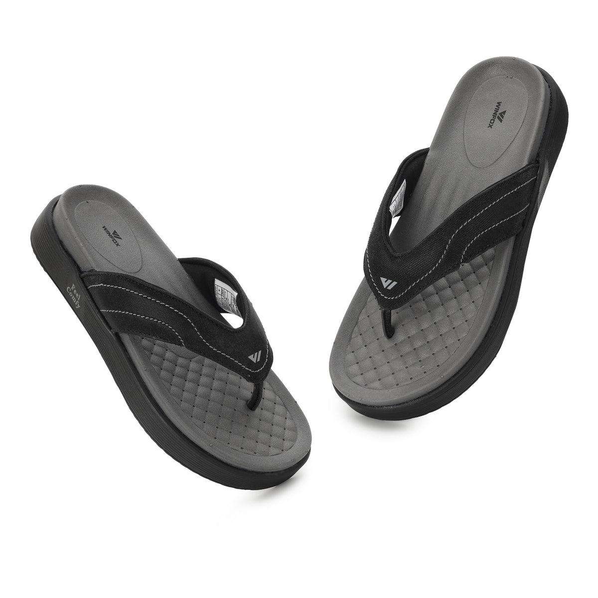 WINFOX Joya Cushioned Thong Sandals for Women — Black