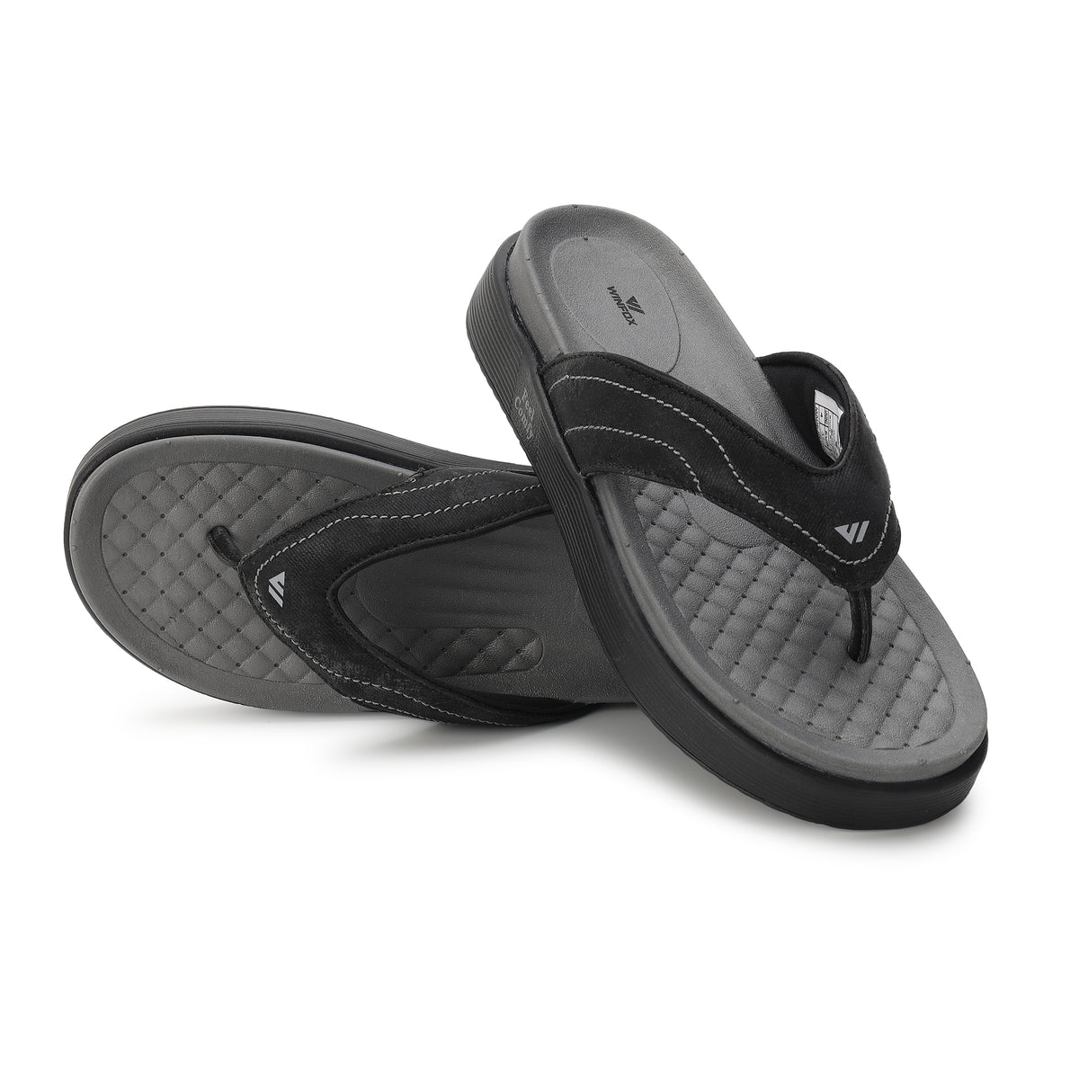 WINFOX Joya Cushioned Thong Sandals for Women — Black