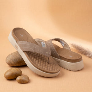 WINFOX Joya Cushioned Thong Sandals for Women — Tan