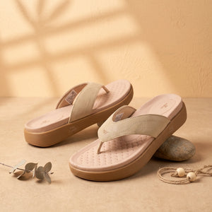 WINFOX Joya Cushioned Thong Sandals for Women — Beige