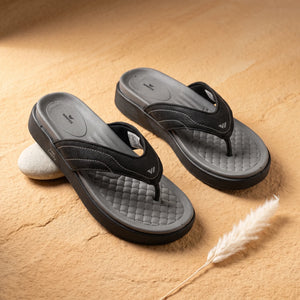 WINFOX Joya Cushioned Thong Sandals for Women — Black