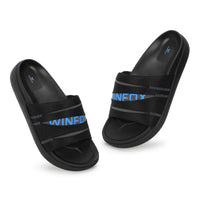 WINFOX Martin Padded Slides for Men — Black / Blue