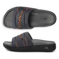 WINFOX Martin Padded Slides for Men — Charcoal / Orange