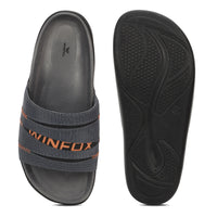 WINFOX Martin Padded Slides for Men — Charcoal / Orange
