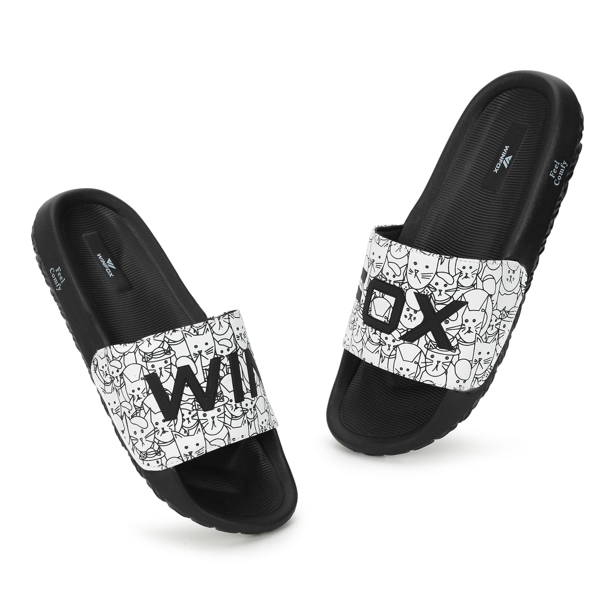 WINFOX Neoz Printed Slides for Men — Black / White