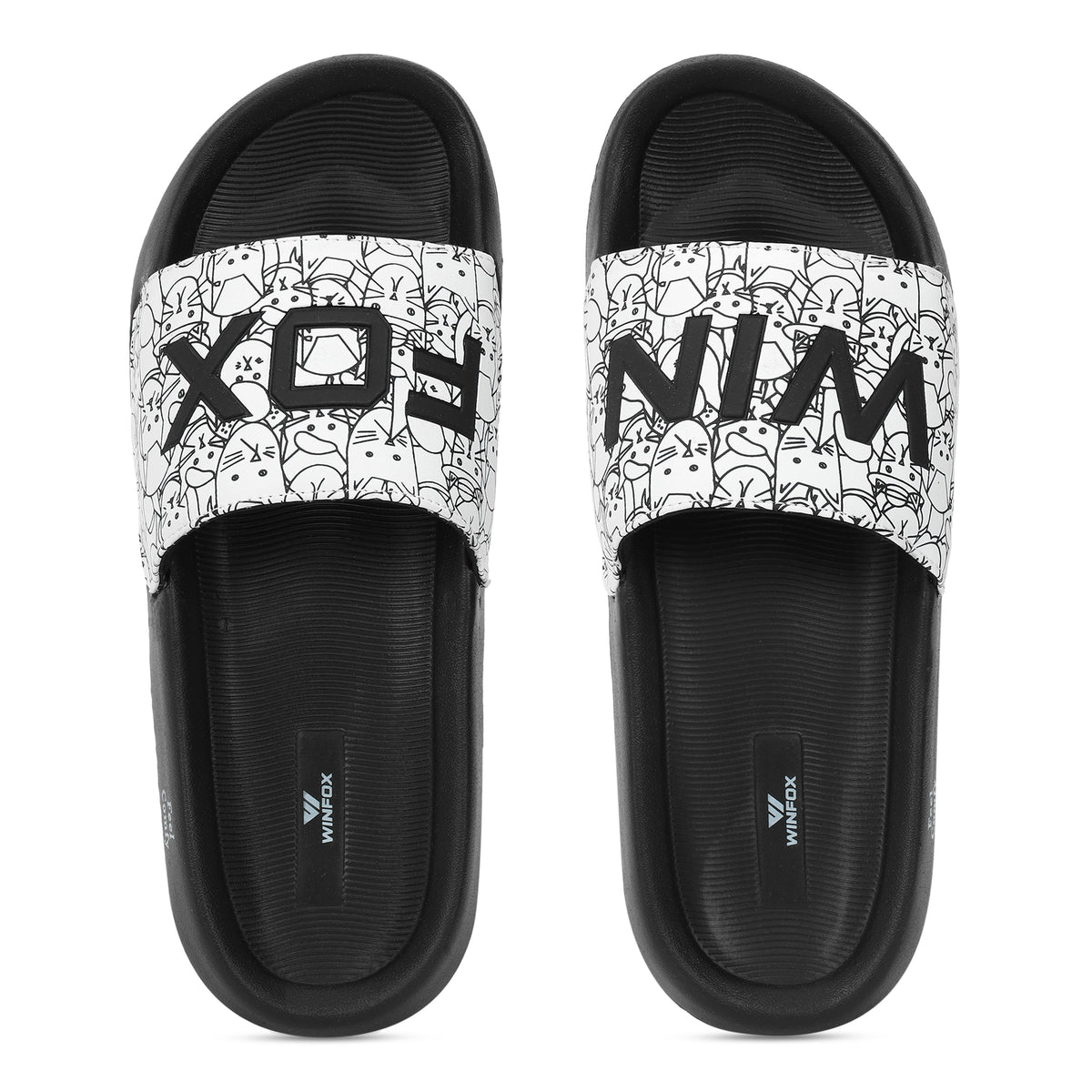 WINFOX Neoz Printed Slides for Men — Black / White