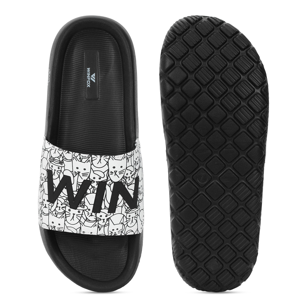 WINFOX Neoz Printed Slides for Men — Black / White