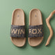 WINFOX Neoz Printed Slides for Men — Navy / Beige