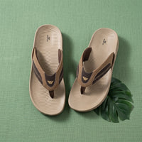 WINFOX Phantom Cushioned Flip Flops for Men — Beige / Brown