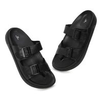 WINFOX Root Buckled Sandals for Men — Black