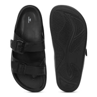 WINFOX Root Buckled Sandals for Men — Black