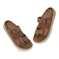 WINFOX Root Buckled Sandals for Men — Tan