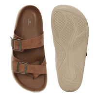 WINFOX Root Buckled Sandals for Men — Tan