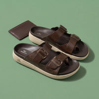 WINFOX Root Buckled Sandals for Men — Brown
