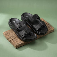 WINFOX Root Buckled Sandals for Men — Black
