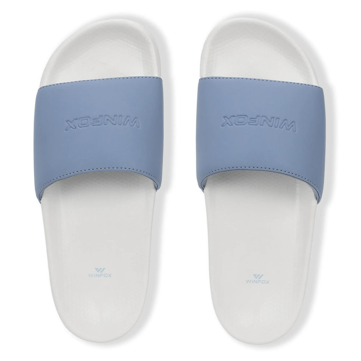 WINFOX Smooth 2 Cushioned Slides for Men — White / Sky