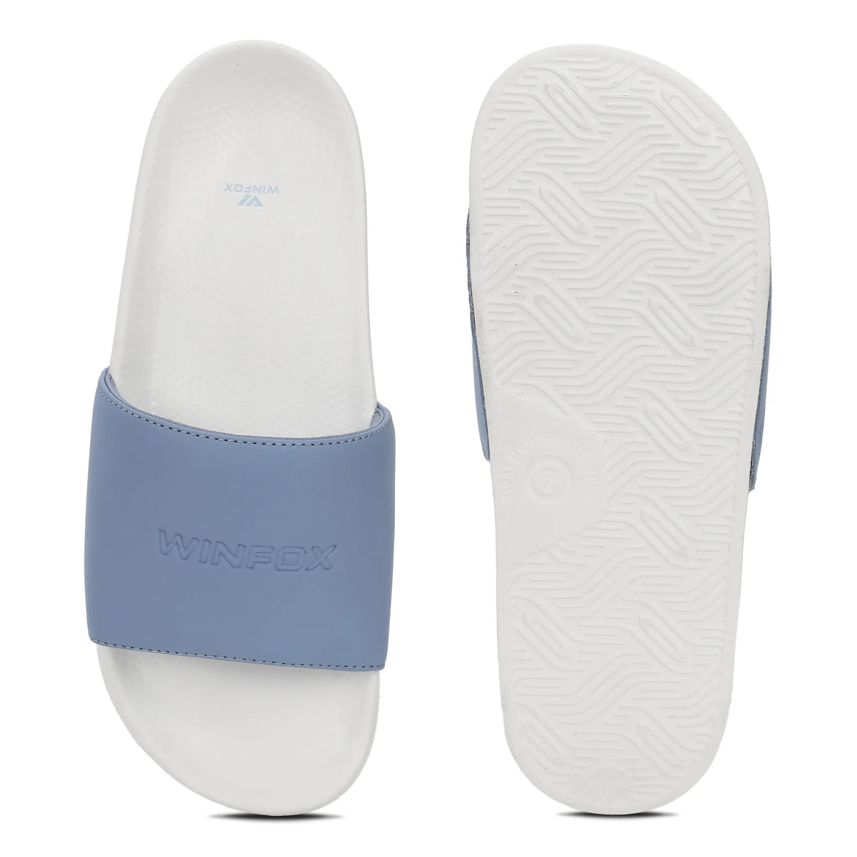 WINFOX Smooth 2 Cushioned Slides for Men — White / Sky