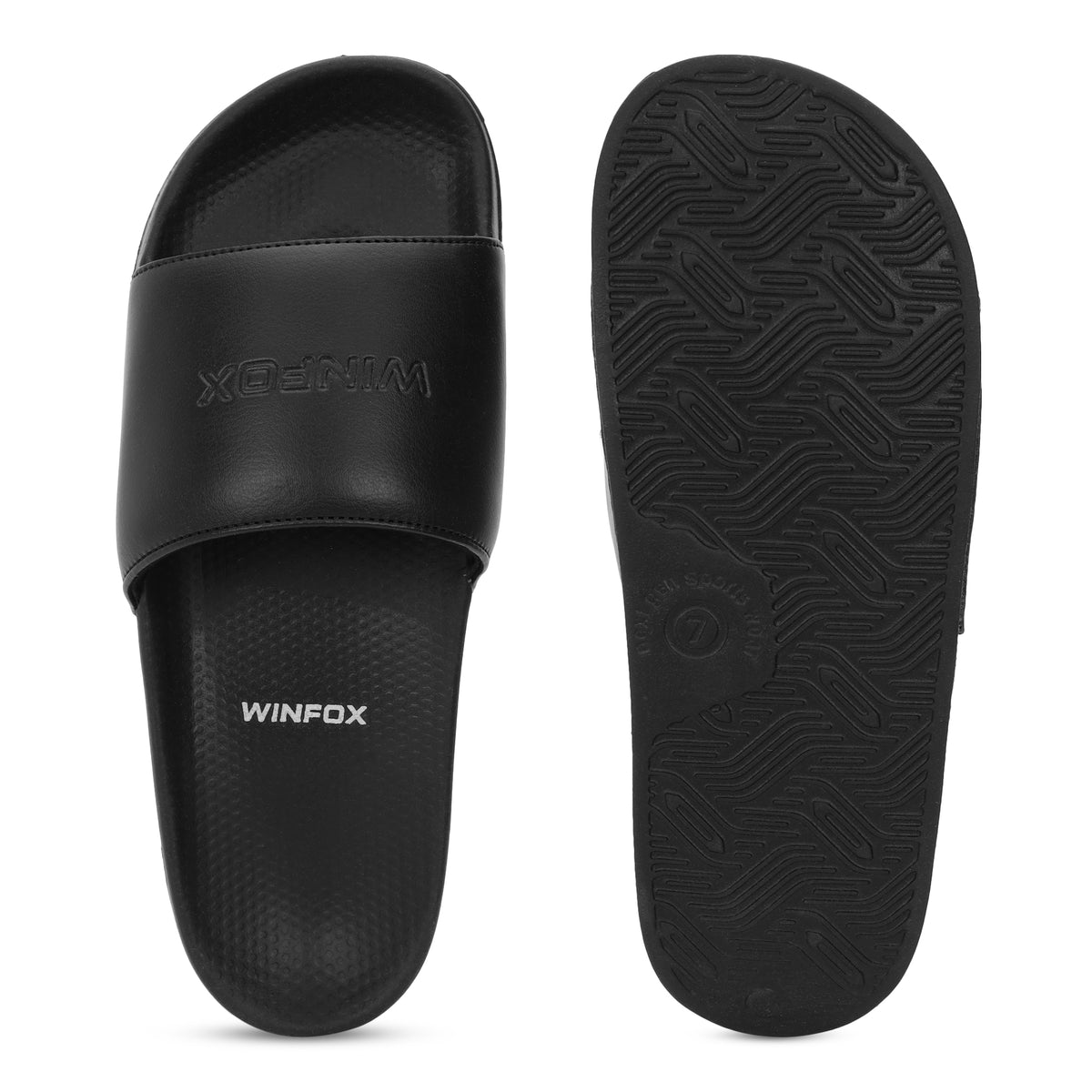 WINFOX Smooth Cushioned Slides for Men — Black