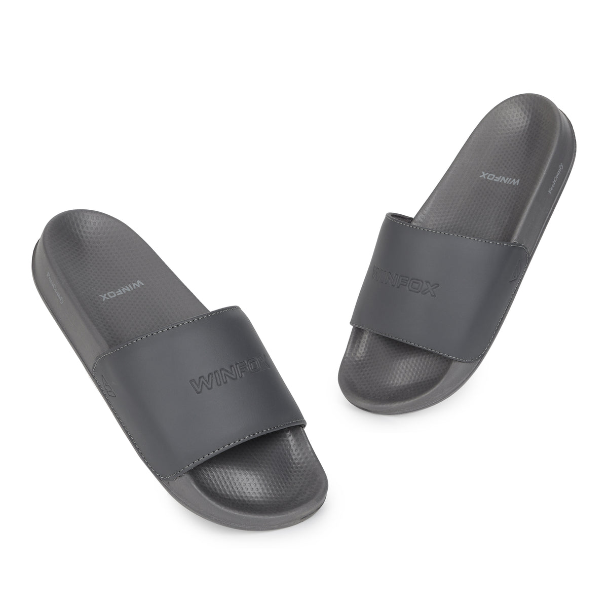 WINFOX Smooth Cushioned Slides for Men — Dark Grey
