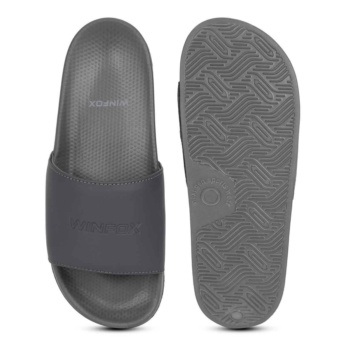 WINFOX Smooth Cushioned Slides for Men — Dark Grey