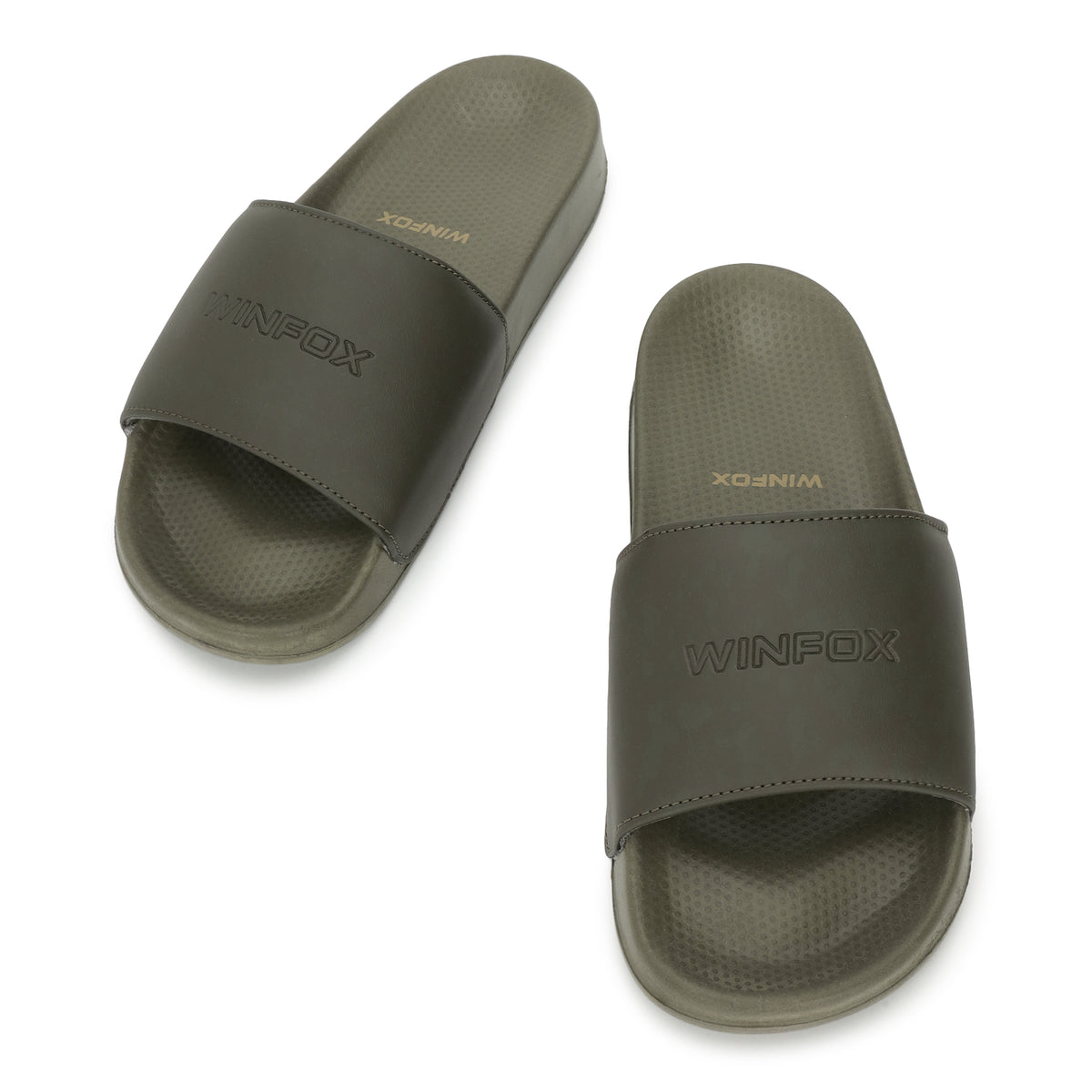 WINFOX Smooth Cushioned Slides for Men — Olive