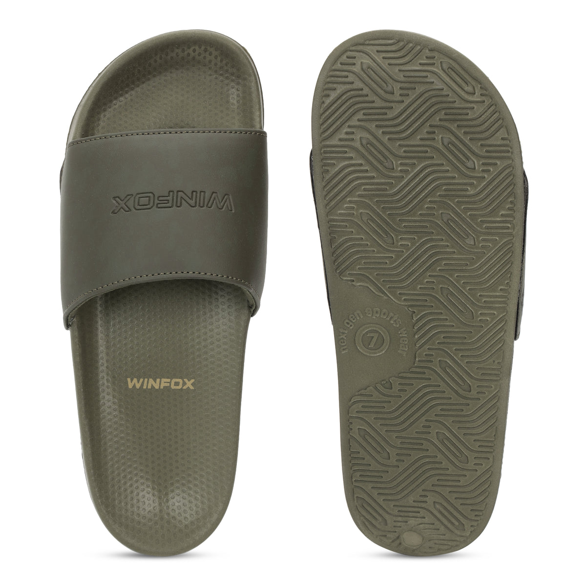 WINFOX Smooth Cushioned Slides for Men — Olive