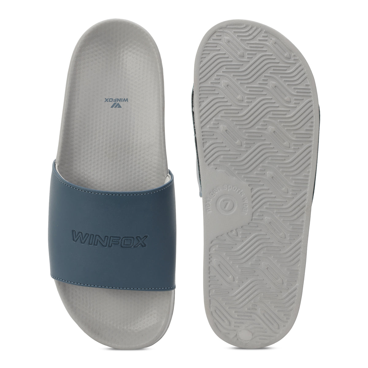 WINFOX Smooth Cushioned Slides for Men — Slate / Grey
