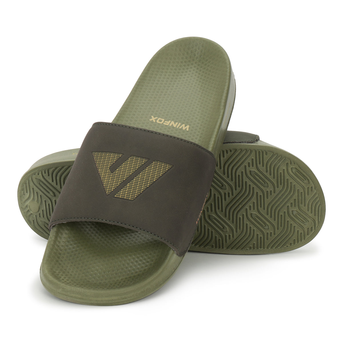 WINFOX Soft Cushioned Slides for Men — Olive
