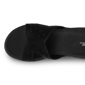 WINFOX Splash Embellished Cut-Out Slides for Women — Black