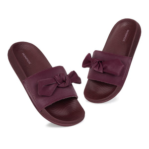 Women's Tie maroon comfort slide