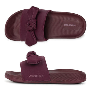 Women's Tie maroon comfort slide