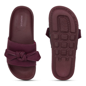 Women's Tie maroon comfort slide