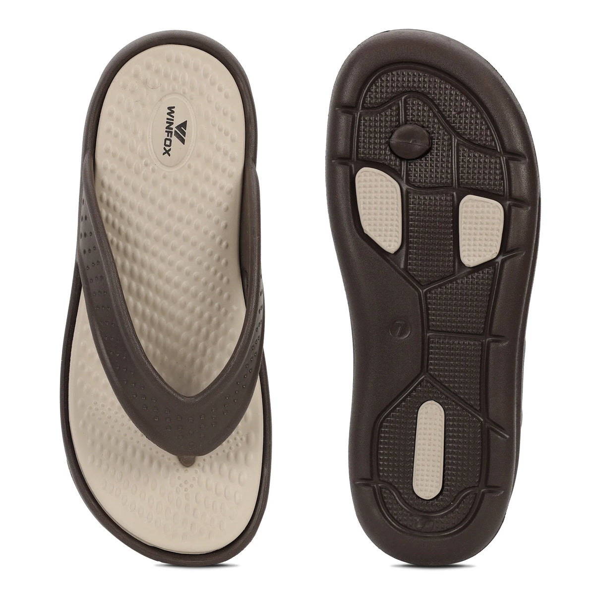 WINFOX Turbo EVA Flip Flops for Men — Beige / Brown