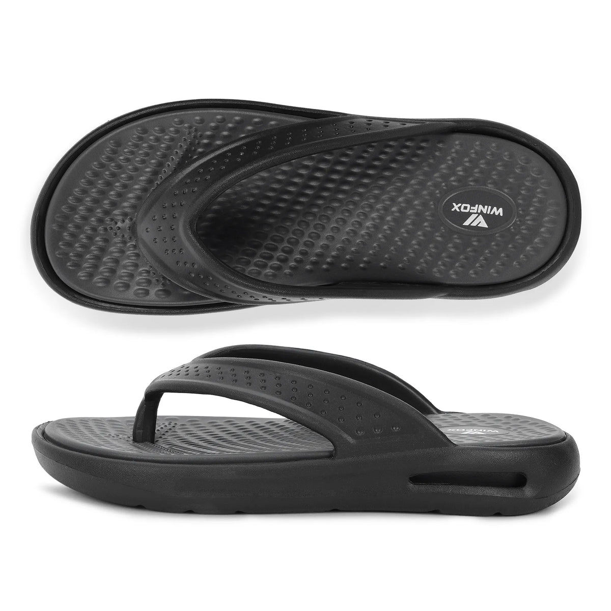 WINFOX Turbo EVA Flip Flops for Men — Dark Grey / Black